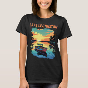Lake Livingston Boot Zonsondergang Reis T-Shirt