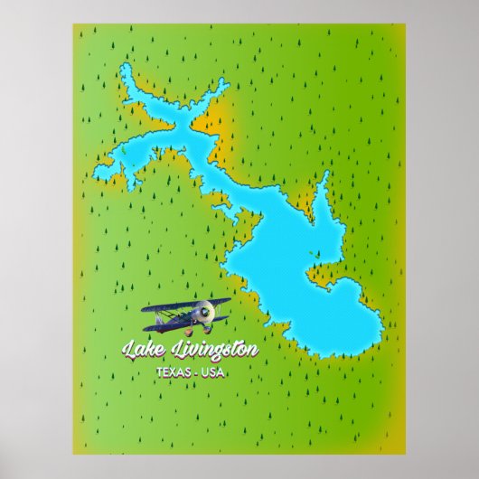 Lake Livingston Texas kaart Poster (Voorkant)