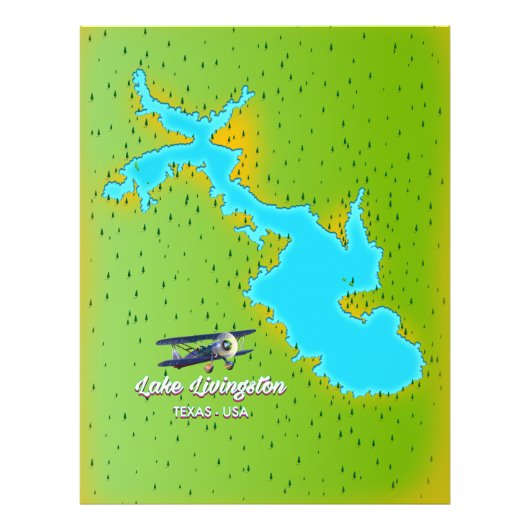 Lake livingston Texas map Foto Afdruk (Voorkant)