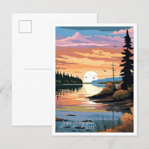 Lake Livingston Texas vintage reisillustratie Briefkaart