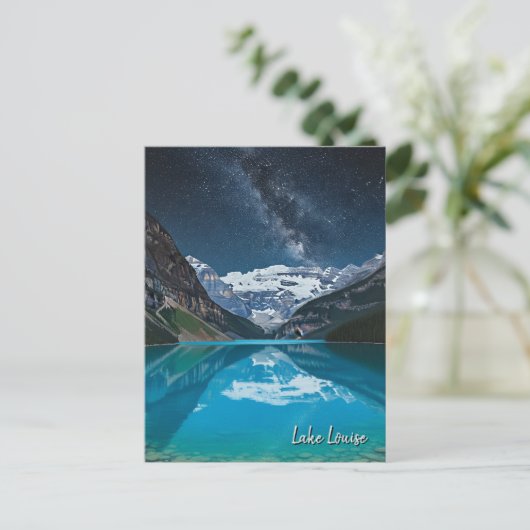 Lake Louise bij Banff National Park Night Briefkaart (Staand voorkant)