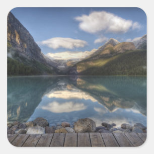 Lake Louise bij zonsopgang, Nationaal park Banff, Vierkante Sticker