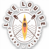 Lake Louise Canada Alberta Kajakken Retro Souvenir Sticker (Voorkant)