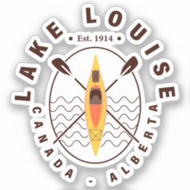 Lake Louise Canada Alberta Kajakken Retro Souvenir Sticker