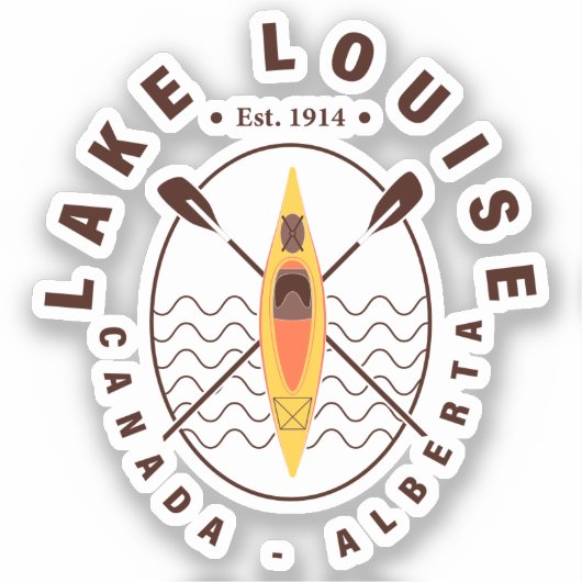 Lake Louise Canada Alberta Kajakken Retro Souvenir Sticker (Voorkant)