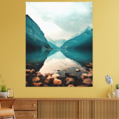 Lake Louise, Canada. Panoramisch landschap Canvas Afdruk (Insitu (Woonkamer))