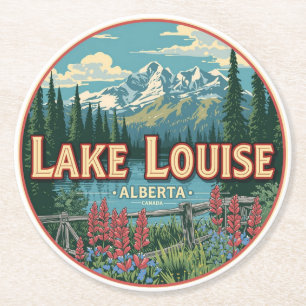 Lake Louise Canada Reis Cadeau Banff Nationaal Par Ronde Kartonnen Onderzetter