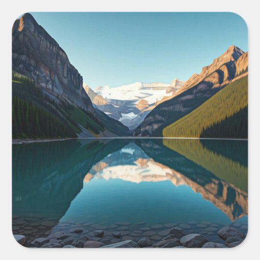Lake Louise in het Banff National Park Canada Vierkante Sticker (Voorkant)