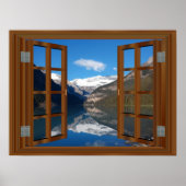Lake Louise Mountain Faux Fake Window View Poster (Voorkant)