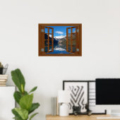 Lake Louise Mountain Faux Fake Window View Poster (Thuiskantoor)
