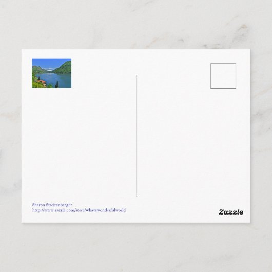 LAKE LUGANO, ZWITSERLAND BRIEFKAART (Achterkant)