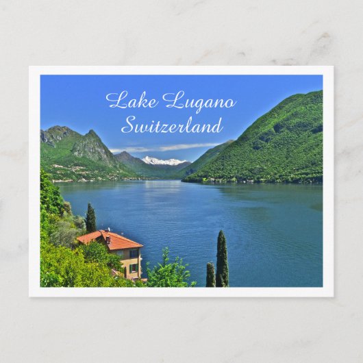 LAKE LUGANO, ZWITSERLAND BRIEFKAART (Voorkant)