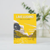 Lake Lugano Zwitserland Reiskunst Vintage Briefkaart (Staand voorkant)