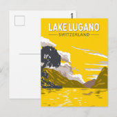 Lake Lugano Zwitserland Reiskunst Vintage Briefkaart (Voorkant / Achterkant)