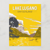 Lake Lugano Zwitserland Reiskunst Vintage Briefkaart (Voorkant)