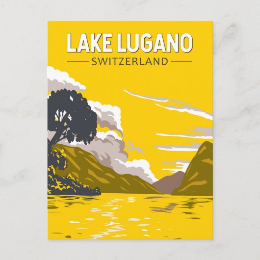 Lake Lugano Zwitserland Reiskunst Vintage Briefkaart (Voorkant)