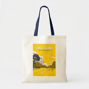 Lake Lugano Zwitserland Reiskunst Vintage Tote Bag