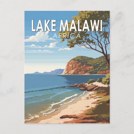Lake Malawi Afrika Reizen Kunst Vintage Briefkaart (Voorkant)