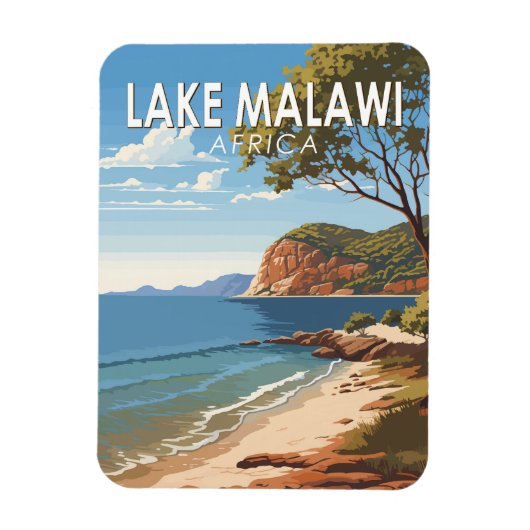 Lake Malawi Afrika Reizen Kunst Vintage Magneet (Verticaal)