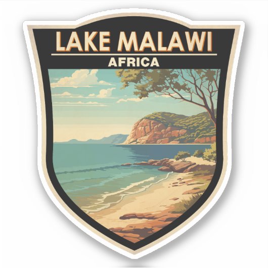 Lake Malawi Afrika Reizen Kunst Vintage Sticker (Voorkant)