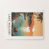 Lake Malawi Afrika Zonsondergang Reizen Kunst Vint Legpuzzel (Horizontaal)
