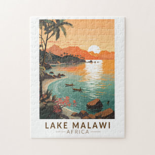 Lake Malawi Afrika Zonsondergang Reizen Kunst Vint Legpuzzel