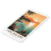 Lake Malawi Afrika Zonsondergang Reizen Kunst Vint Magneet (Linkerzijde)