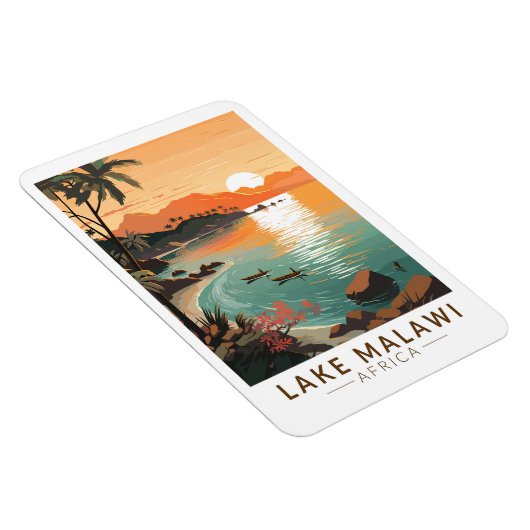 Lake Malawi Afrika Zonsondergang Reizen Kunst Vint Magneet (Rechterzijde)