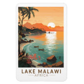 Lake Malawi Afrika Zonsondergang Reizen Kunst Vint Magneet (Verticaal)