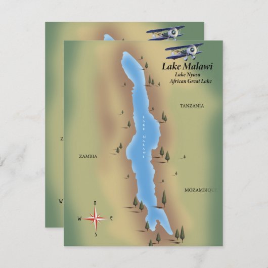 Lake Malawi, foto van de reisposterkaart (Voorkant / Achterkant)