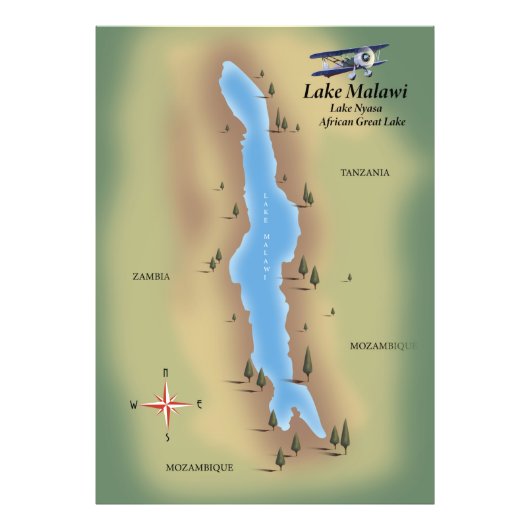 Lake Malawi, foto van de reisposterkaart Afdruk (Voorkant)