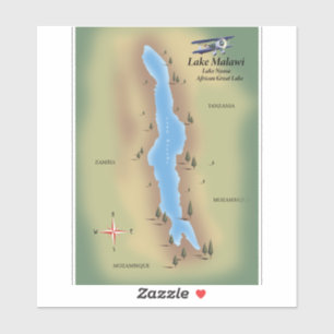 Lake Malawi, foto van de reisposterkaart Sticker