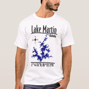 Lake Martin Alabama Blauw Nauwkundig Coördinatenka T-shirt