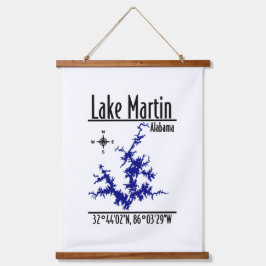 Lake Martin Alabama Blauwe Naautical Kaart Hangend Wandkleed