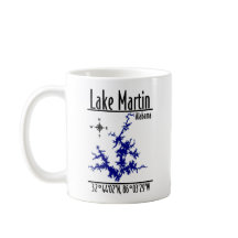 Lake Martin Alabama Blauwe Naautical kaart koffiem