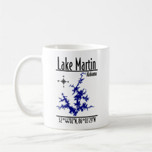 Lake Martin Alabama Blauwe Naautical kaart koffiem Koffiemok