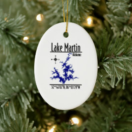 Lake Martin Alabama Blauwe Nautical Kaart Keramisc Keramisch Ornament