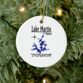 Lake Martin Alabama Blauwe Nautical Kaart Keramisc Keramisch Ornament