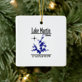 Lake Martin Alabama Blauwe Nautical Kaart Keramisc Keramisch Ornament