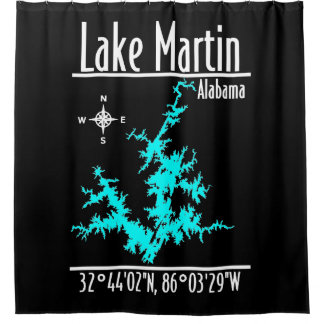 Lake Martin Alabama Kaart Douchegordijn