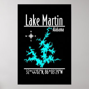 Lake Martin Alabama Kaart Poster