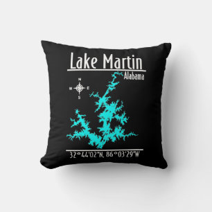 Lake Martin Alabama Kaart Worpkussen Kussen