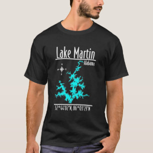 Lake Martin Alabama Nauticale Kaart Coördinaten Sh T-shirt