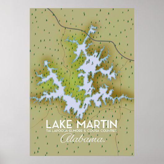 Lake Martin Alabama Reisposterkaart. Poster (Voorkant)