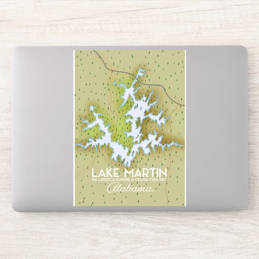 Lake Martin Alabama Reisposterkaart. Sticker (Computer)