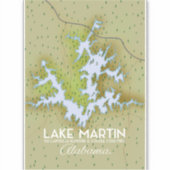 Lake Martin Alabama Reisposterkaart. Sticker (Voorkant)