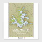 Lake Martin Alabama Reisposterkaart. Sticker (Vel)