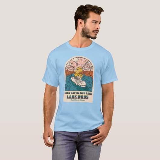 Lake Martin Boat Waves Sun Rays Lake Days T-shirt (Voorkant volledig)