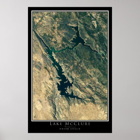 Lake McClure California Satellite Poster Map (Voorkant)