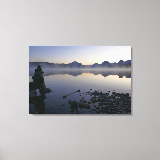 Lake McDonald bij zonsopgang I Canvas Afdruk (Voorkant)